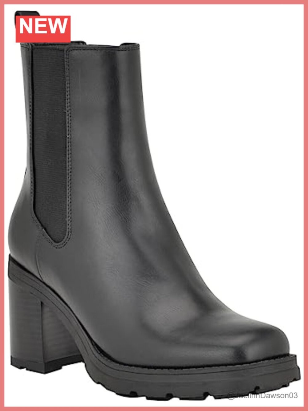 Leather Mid-Calf Block Heel Bootie Pull-On